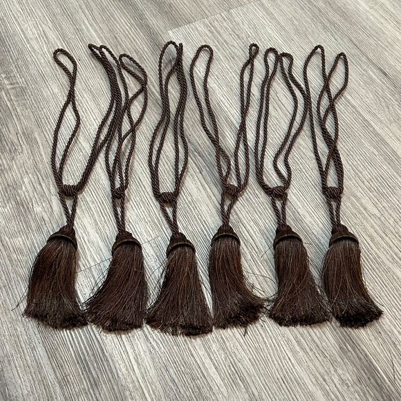 Metallic bronze brown tassel curtain tie backs holders accessories. 6 total. - Picture 1 of 3
